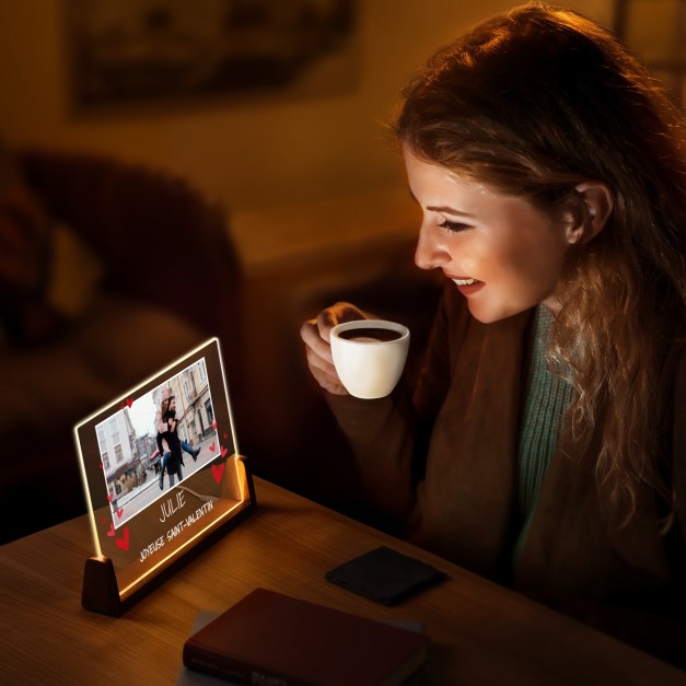 Lampe LED horizontale personnalisée avec photo pour la St-Valentin