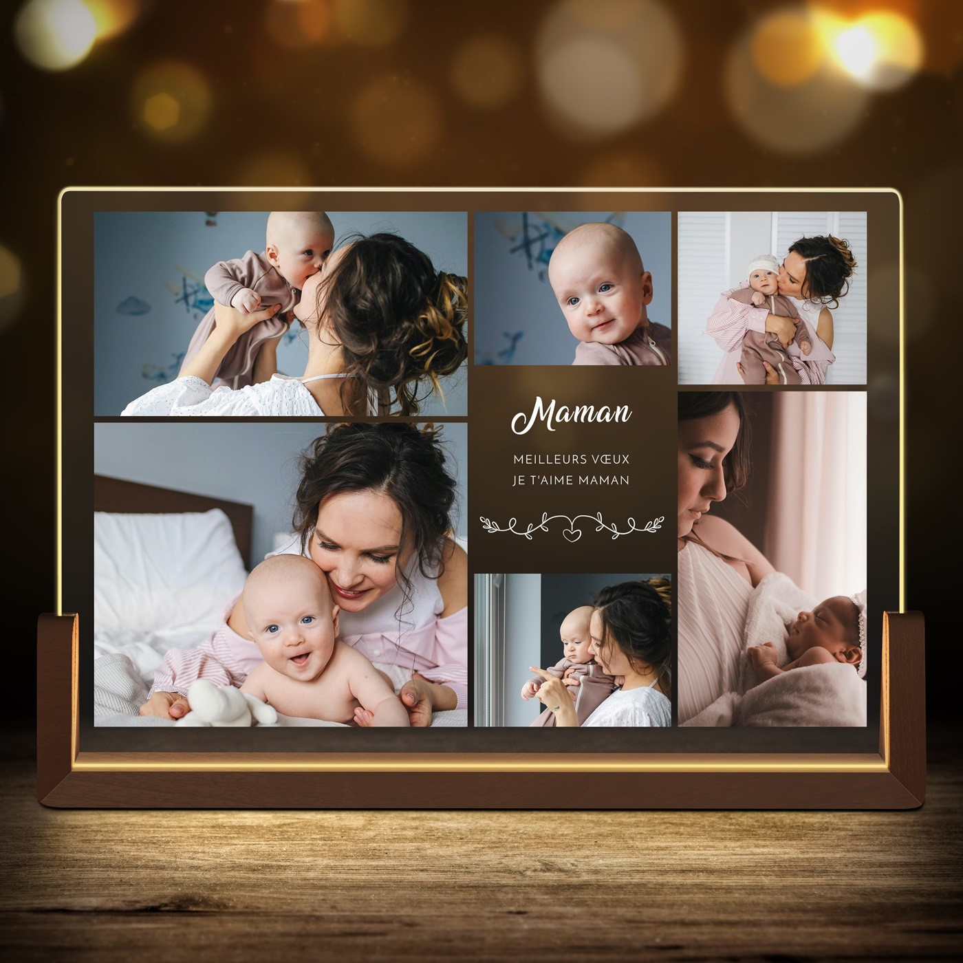 Lampe LED horizontale personnalisée avec photo pour maman