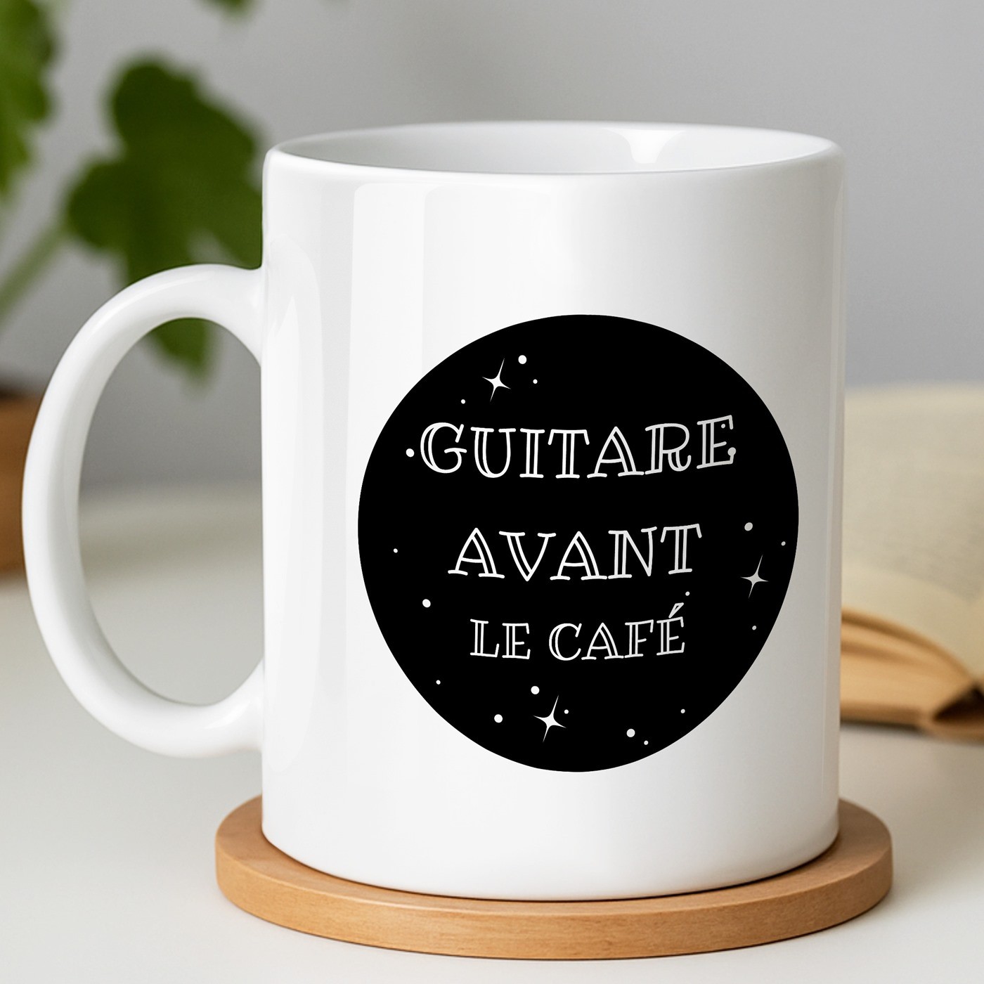 Mug blanc en céramique avec impression pour homme guitariste musicien