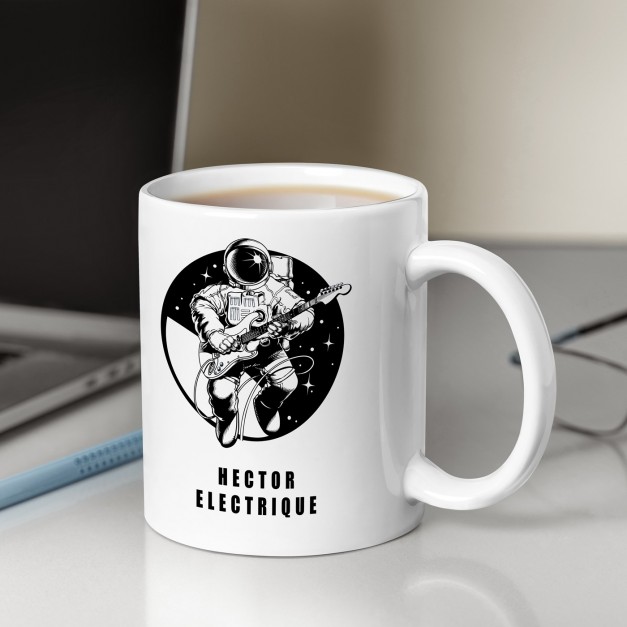 Mug blanc en céramique avec impression pour homme guitariste musicien