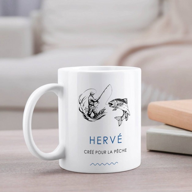 Mug blanc en céramique avec impression pour homme pecheur anniversaire