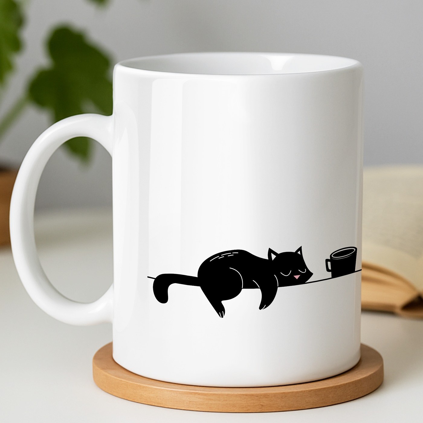 Mug blanc en céramique avec impression pour femme à chats
