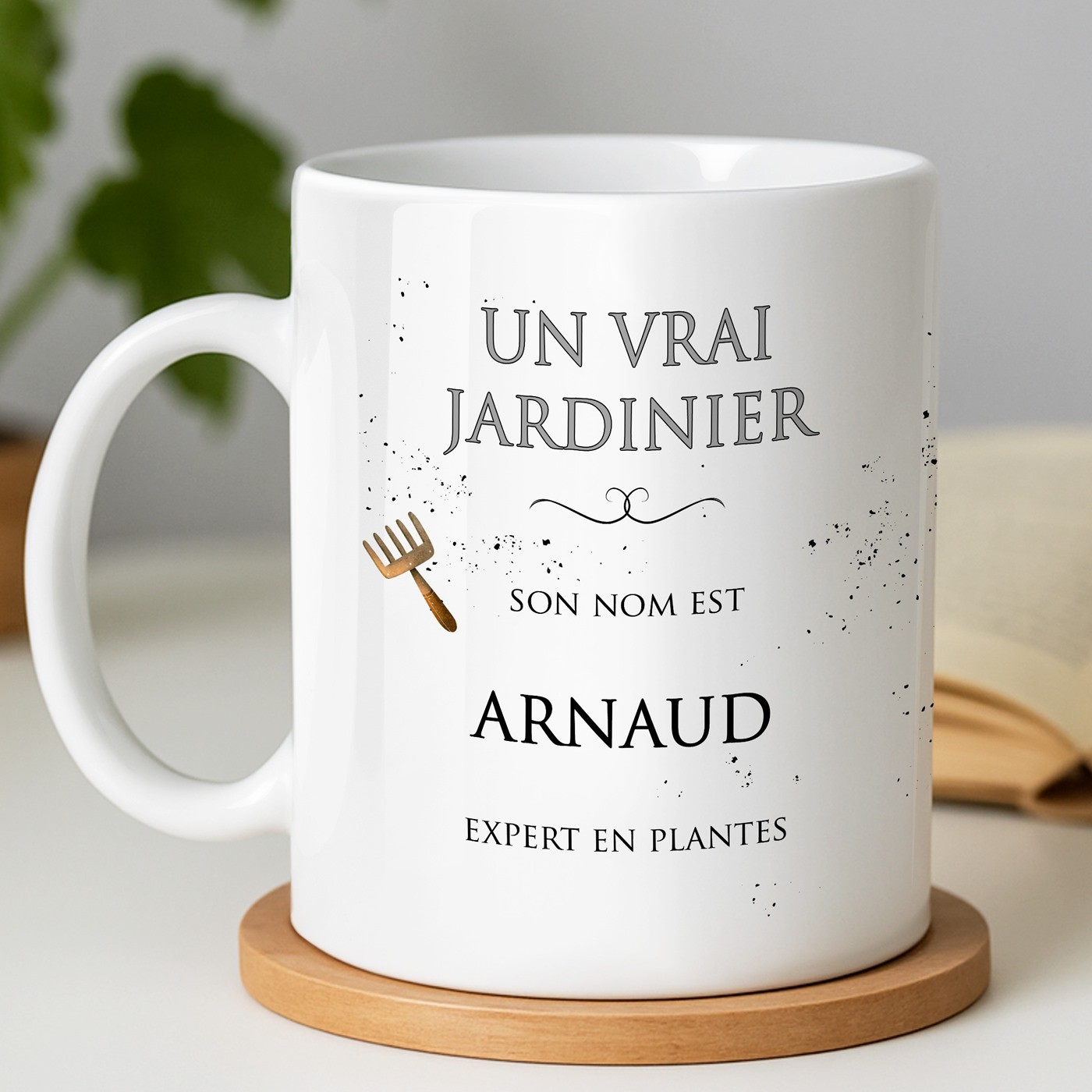 Mug blanc en céramique avec impression pour grand père jardinier