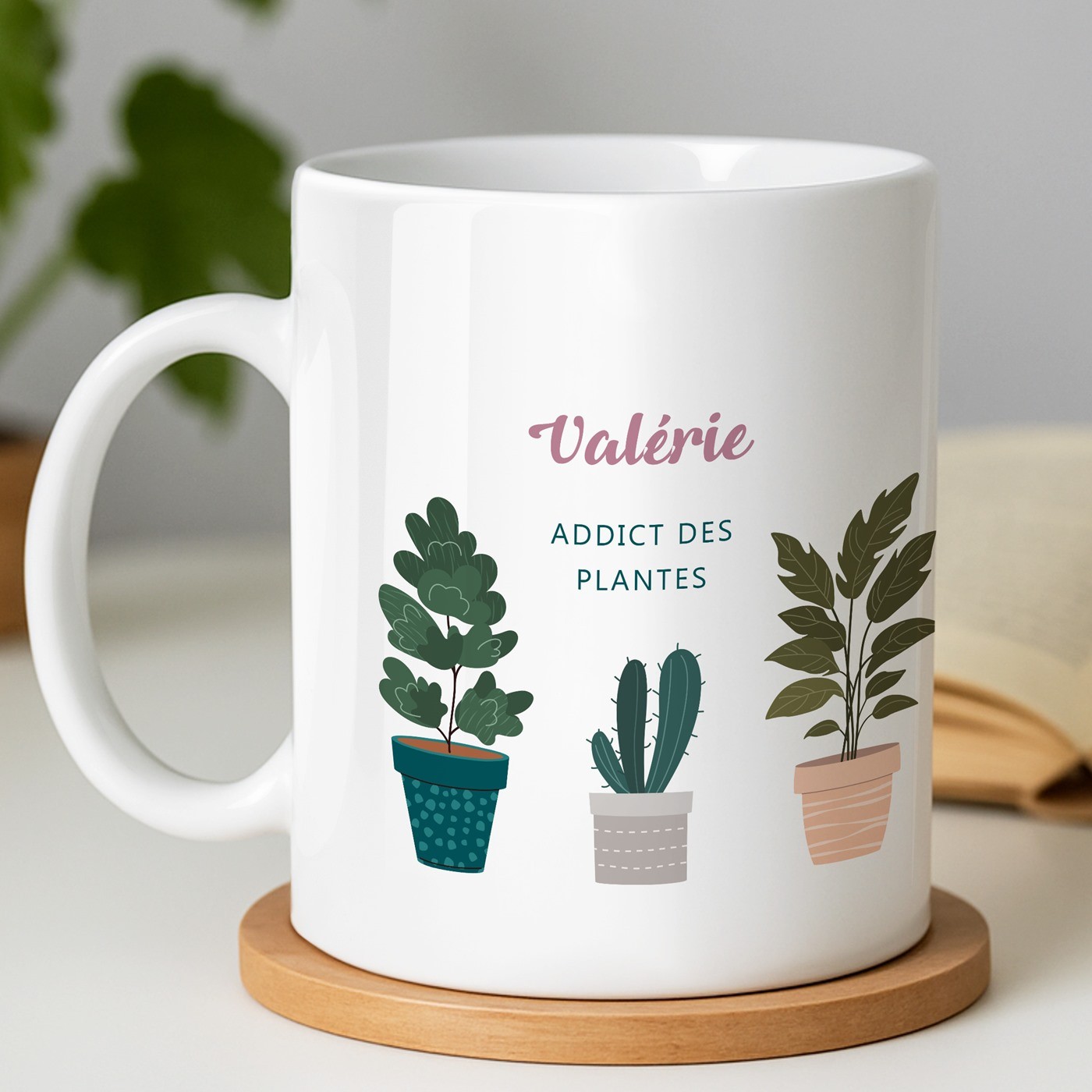 Mug blanc en céramique avec impression pour femme jardinière