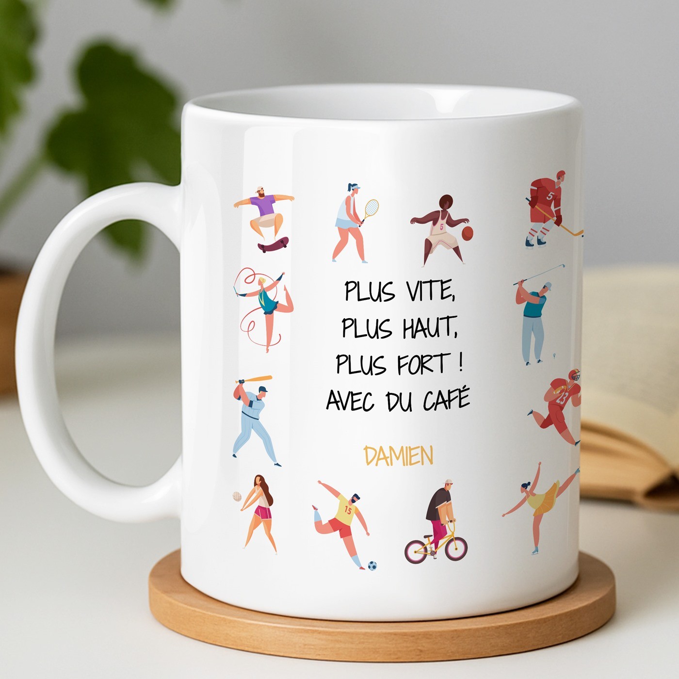 Mug blanc en céramique avec impression pour homme sportif