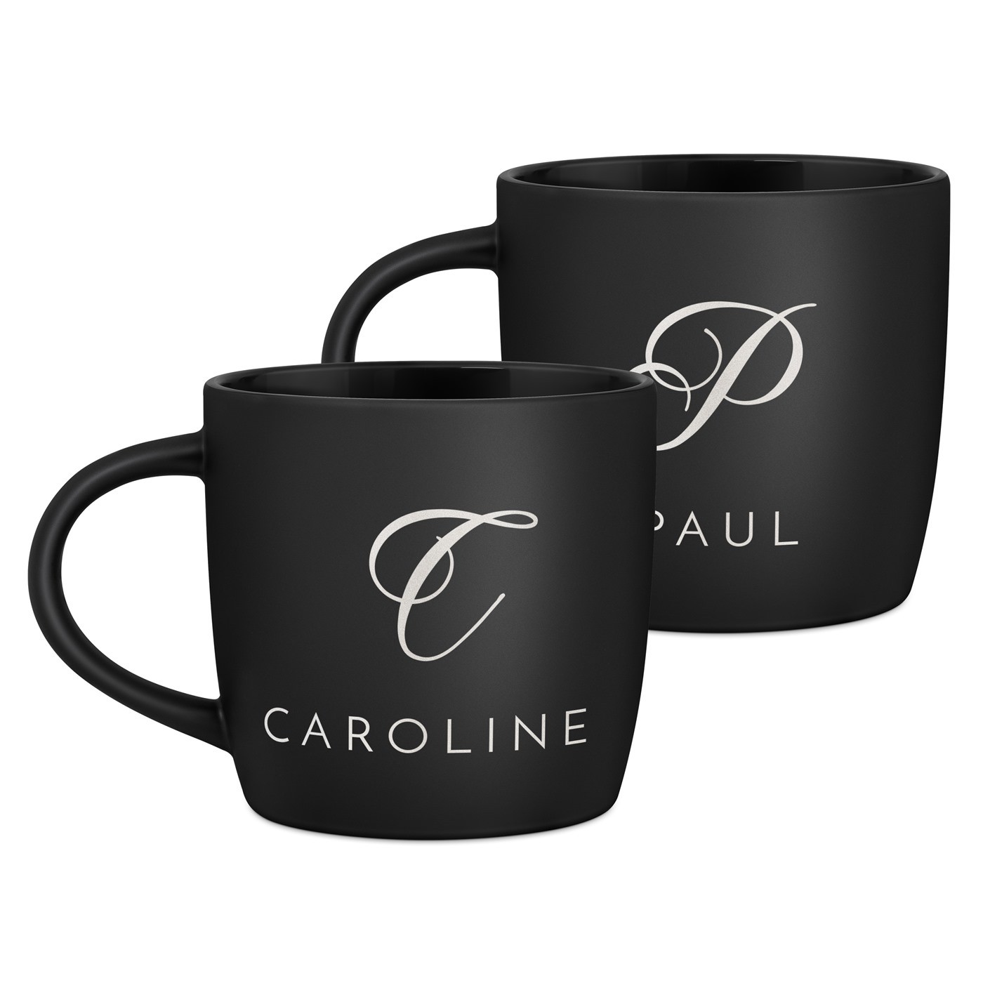 Ensemble de 2 tasses noires en céramique avec gravure pour couple anniversaire mariage