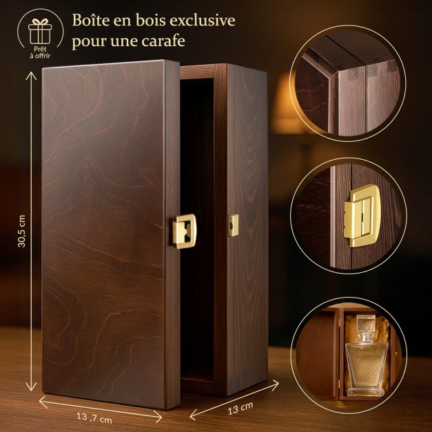 Boîte en bois exclusive pour une carafe + accessoire GRATUIT