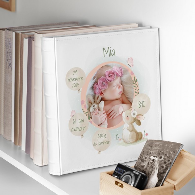 Album photo 10x15 avec photo imprimée sur la couverture pour baptême enfant fille