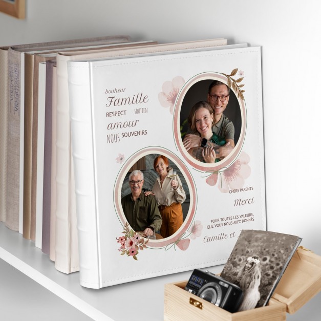 Album photo 10x15 avec photo imprimée sur la couverture pour parents remerciement de mariage