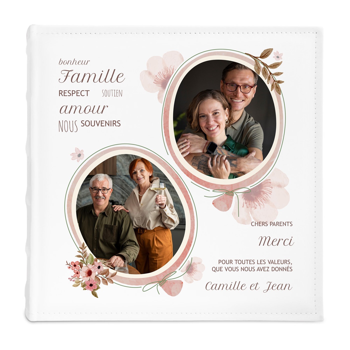 Album photo 10x15 avec photo imprimée sur la couverture pour parents remerciement de mariage