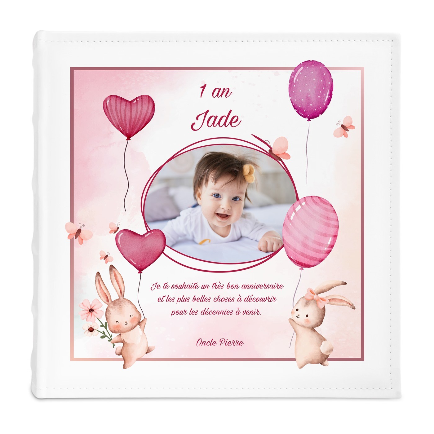 Album photo 10x15 avec photo imprimée sur la couverture pour fille premier anniversaire