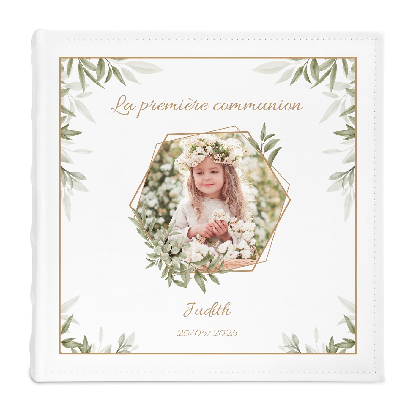 Album photo personnalisé avec impression pour la première communion d'une fille