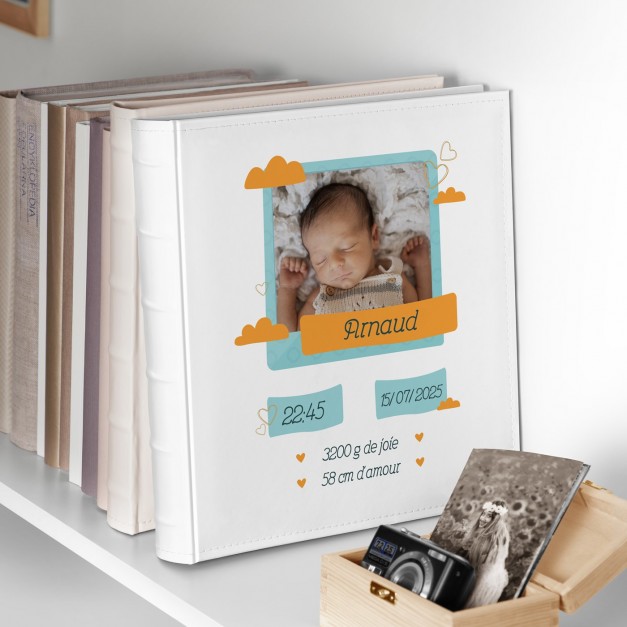 Album photo avec personnalisation et votre photo pour la naissance d'un petit-fils