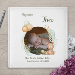 Album photo personnalisé avec impression pour le baptême d'un petit-fils