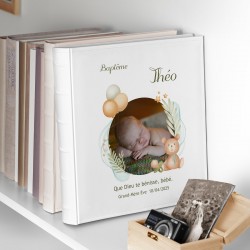Album photo personnalisé avec impression pour le baptême d'un petit-fils