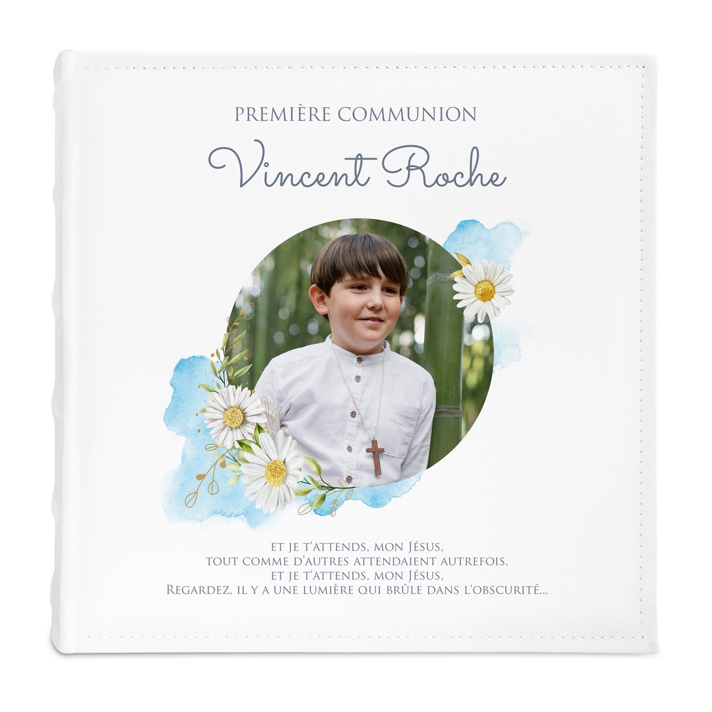 Album photo 10x15 avec photo imprimée sur la couverture pour garçon communion