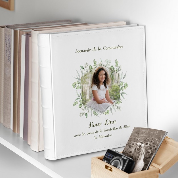 Album photo 10x15 avec photo imprimée sur la couverture pour filleule communion