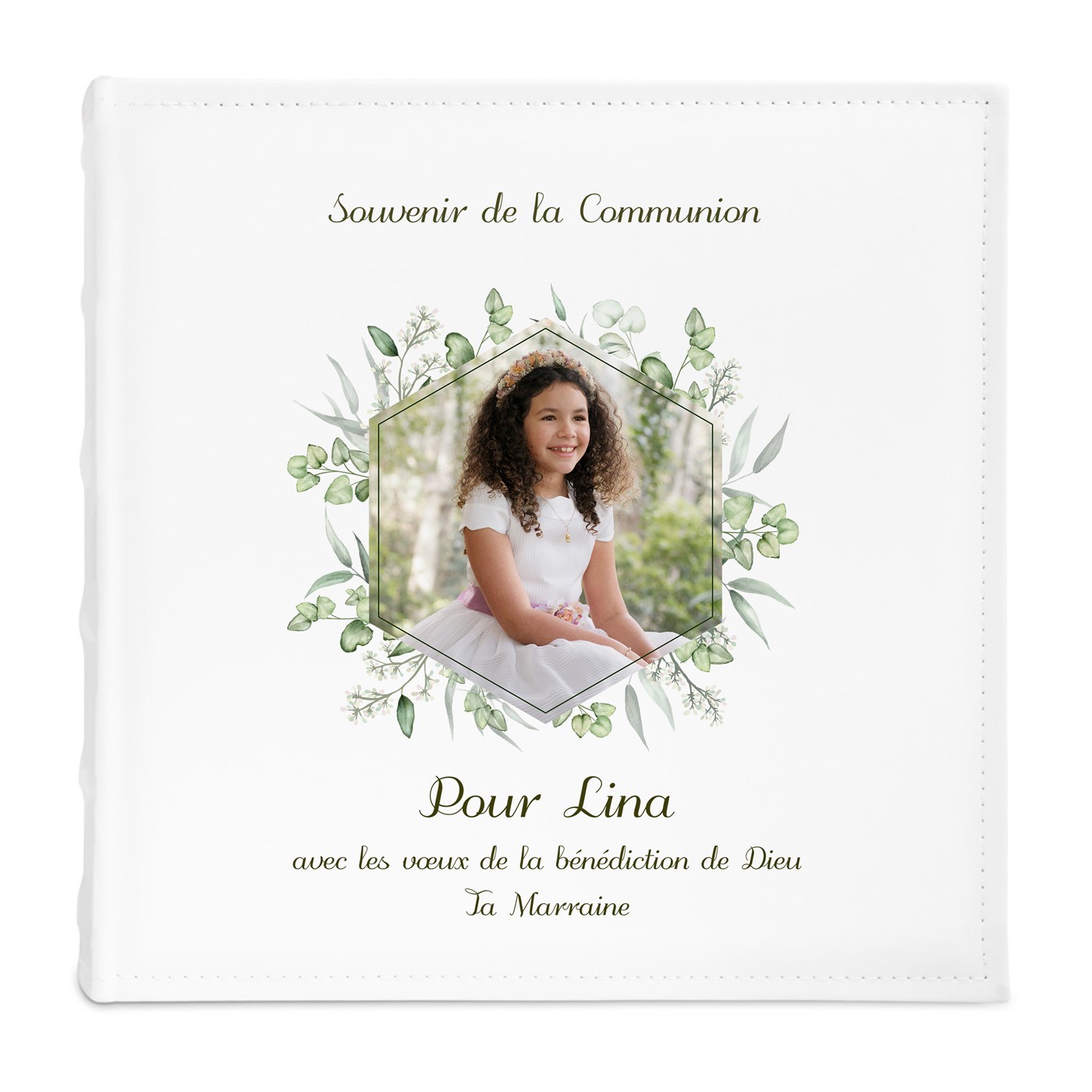 Album photo 10x15 avec photo imprimée sur la couverture pour filleule communion