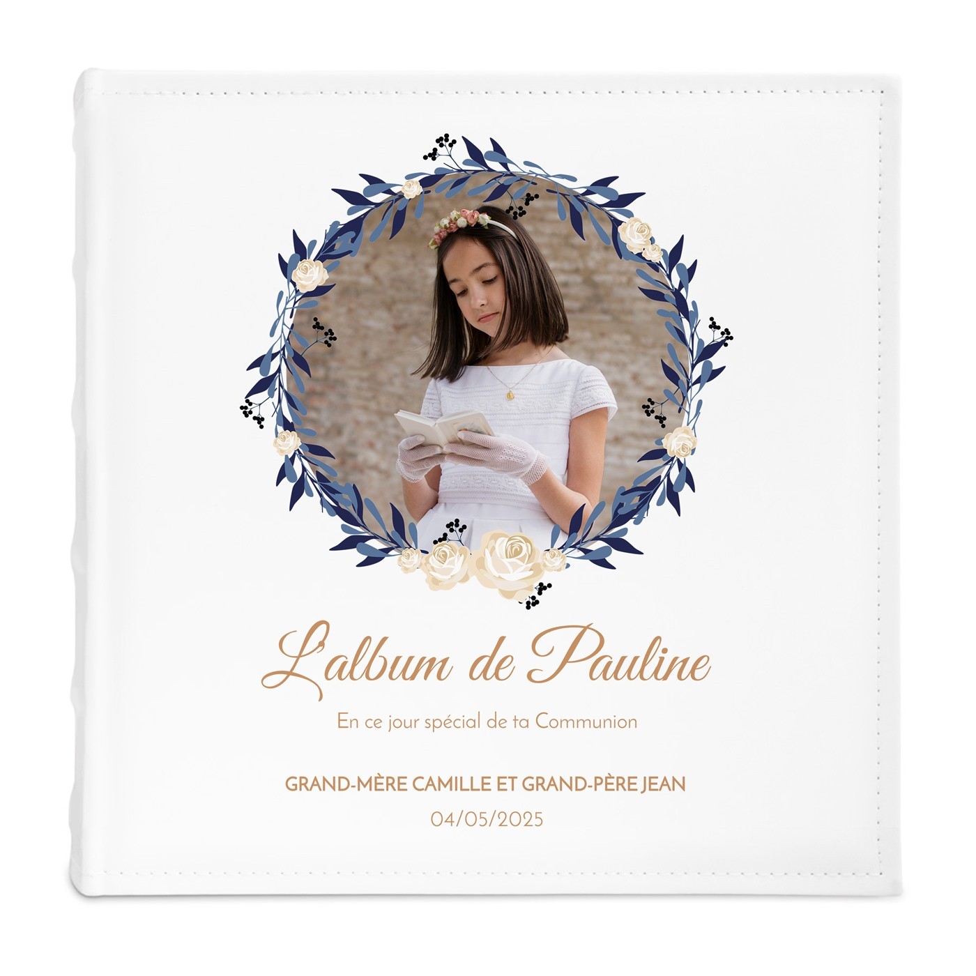 Album photo 10x15 avec photo imprimée sur la couverture pour petite-fille communion