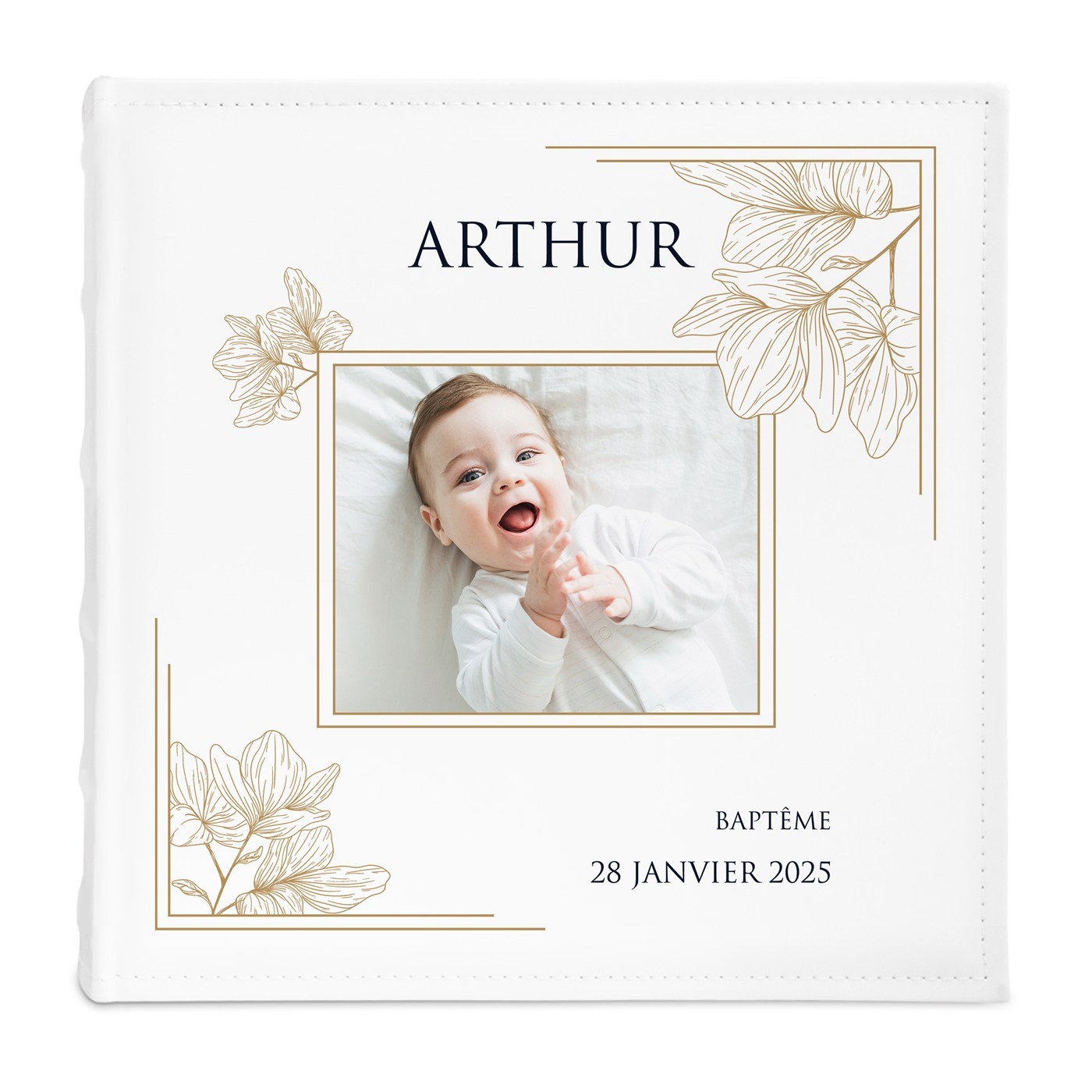 Album photo 10x15 avec photo imprimée sur la couverture pour fils baptême