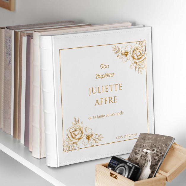 Album photo personnalisé avec impression pour le baptême d'une nièce 