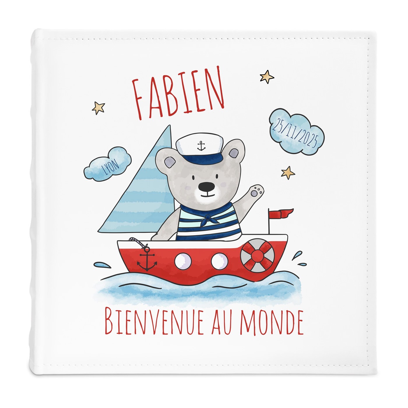Album photo personnalisé avec impression pour la naissance d'un petit garçon