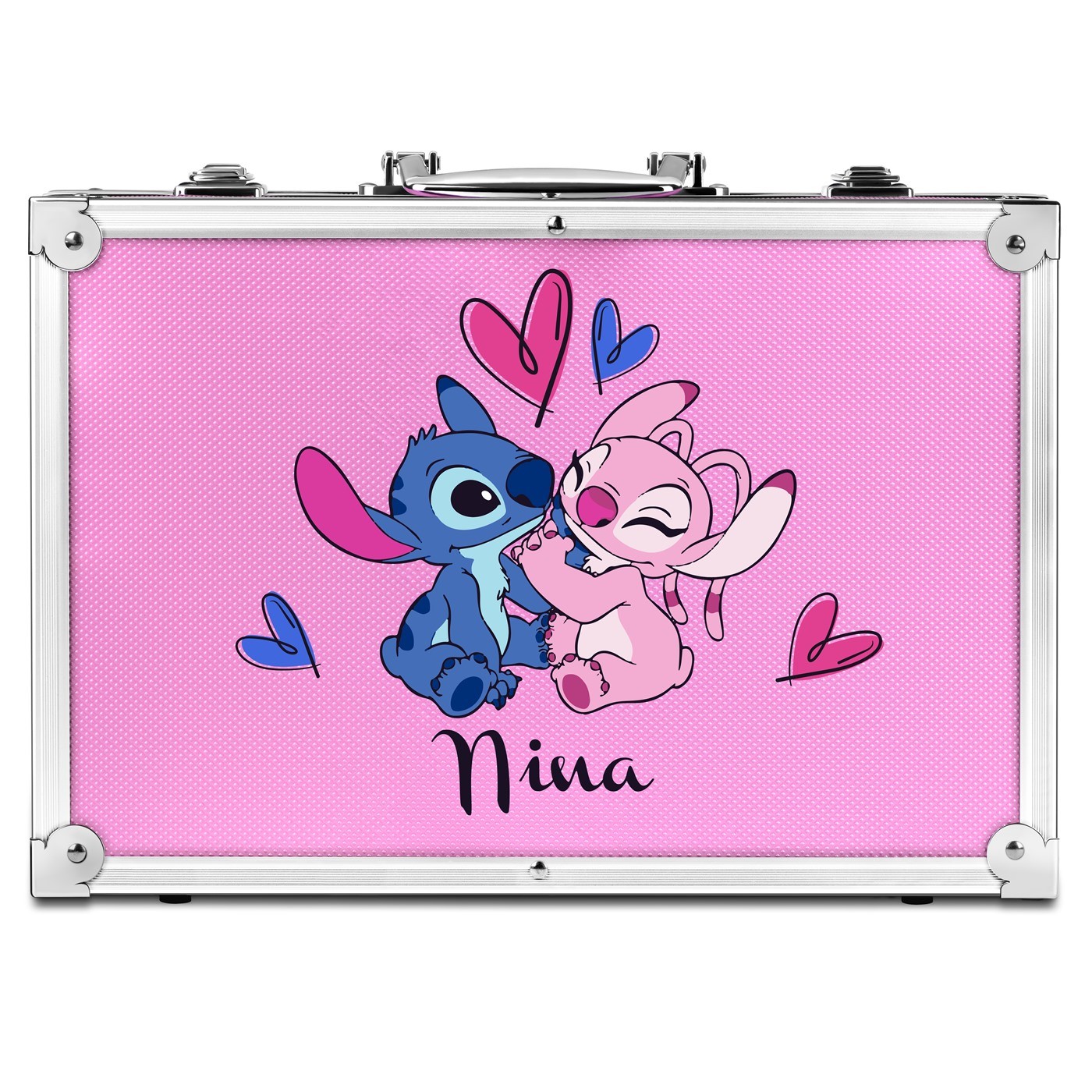 Mallette de coloriage personnalisée rose avec Stitch pour une fille pour la Saint-Nicolas