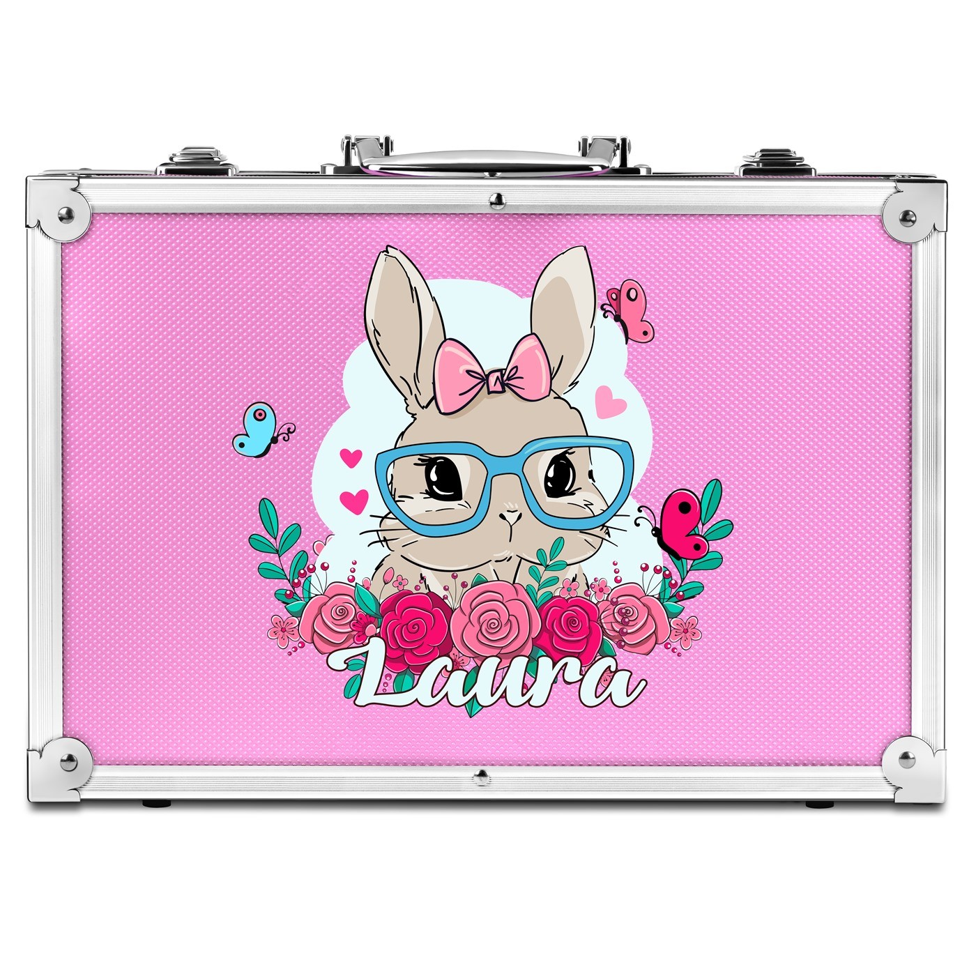 Mallette de coloriage personnalisée rose pour l'anniversaire d'une fille