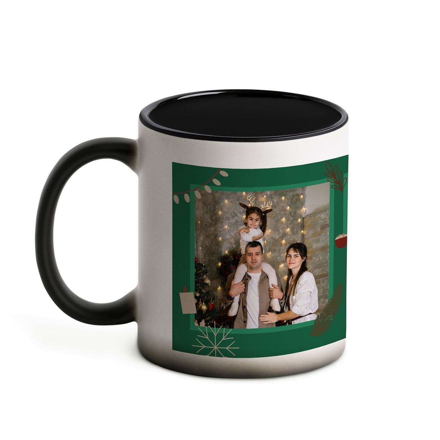 Tasse magique avec impression magique noir et blanc pour un couple pour Noël