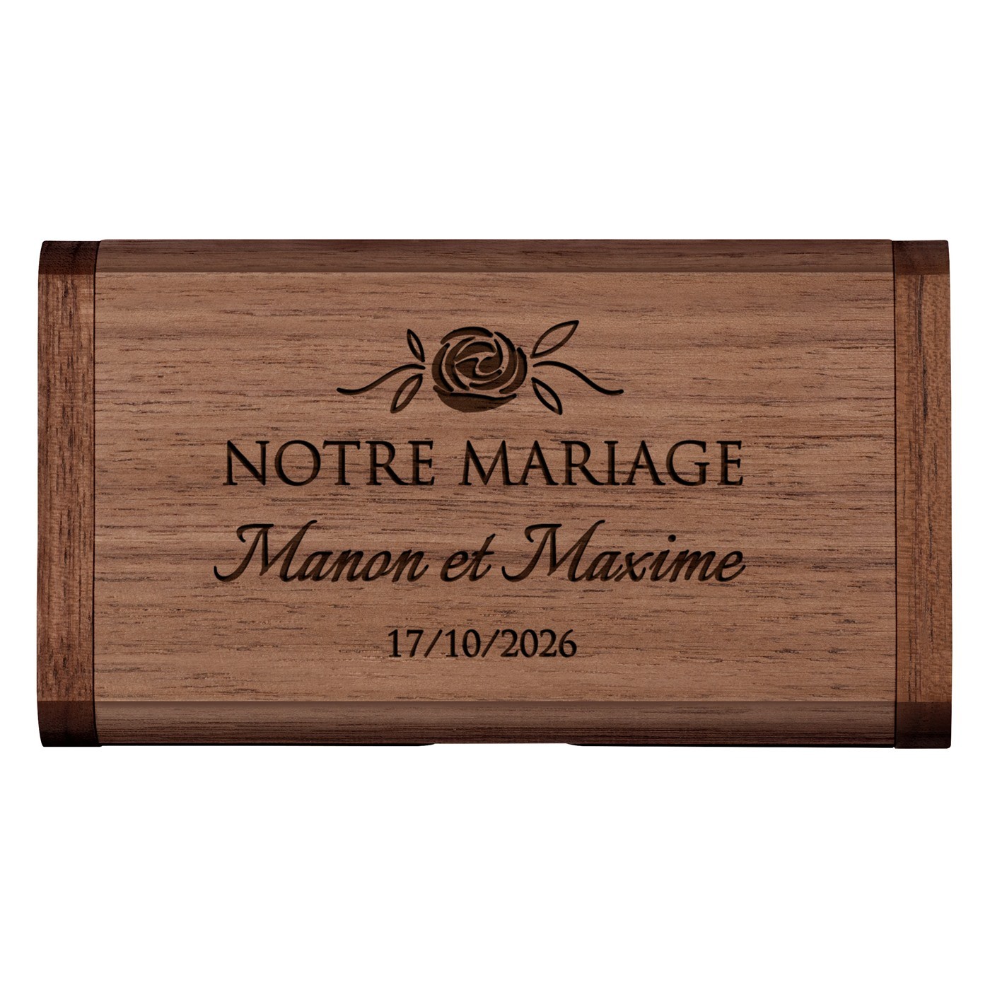 Clé USB en bois avec gravure 64 Go dans une boîte magnétique pour un couple pour mariage