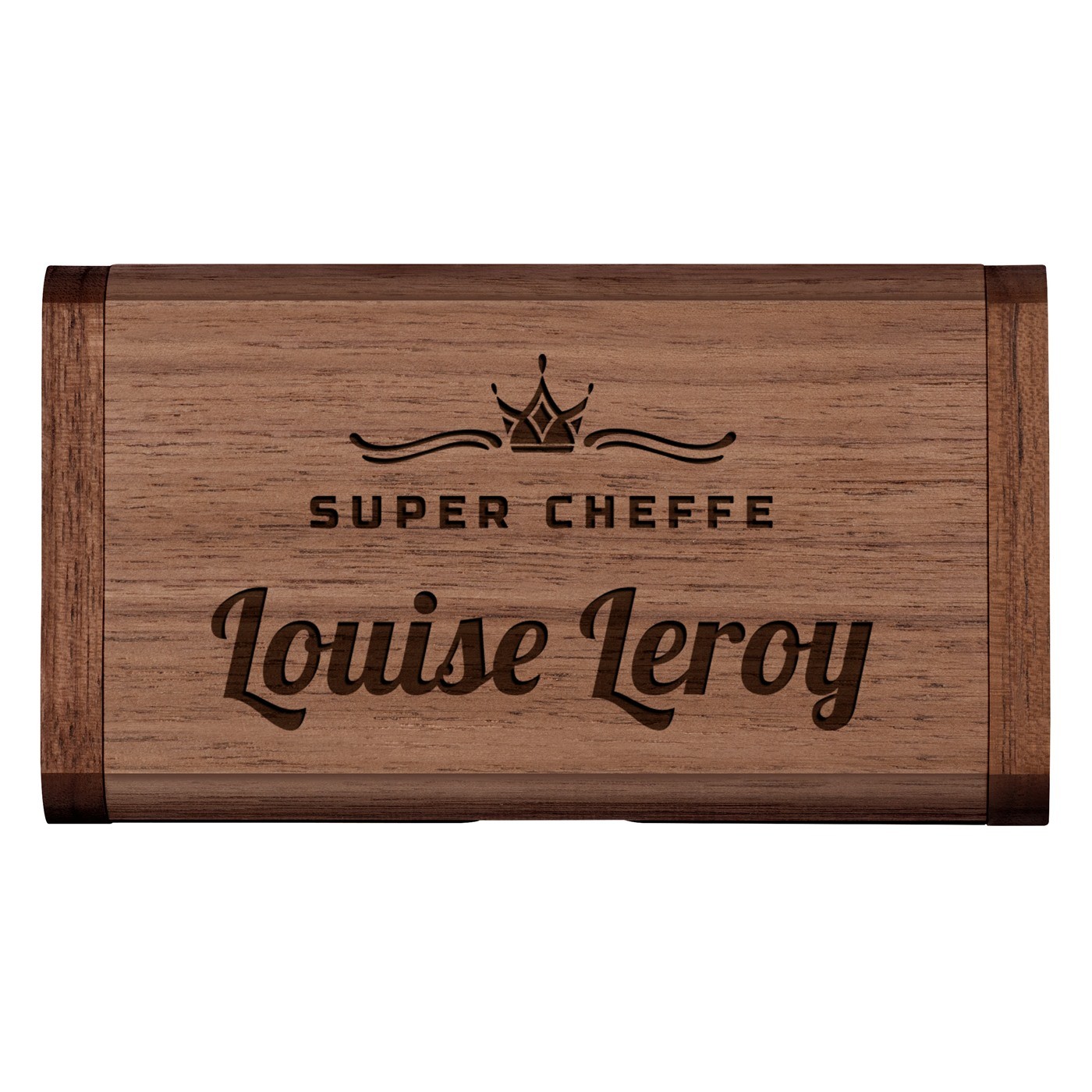 Clé USB en bois personnalisée 64 Go dans une boîte magnétique pour une super cheffe