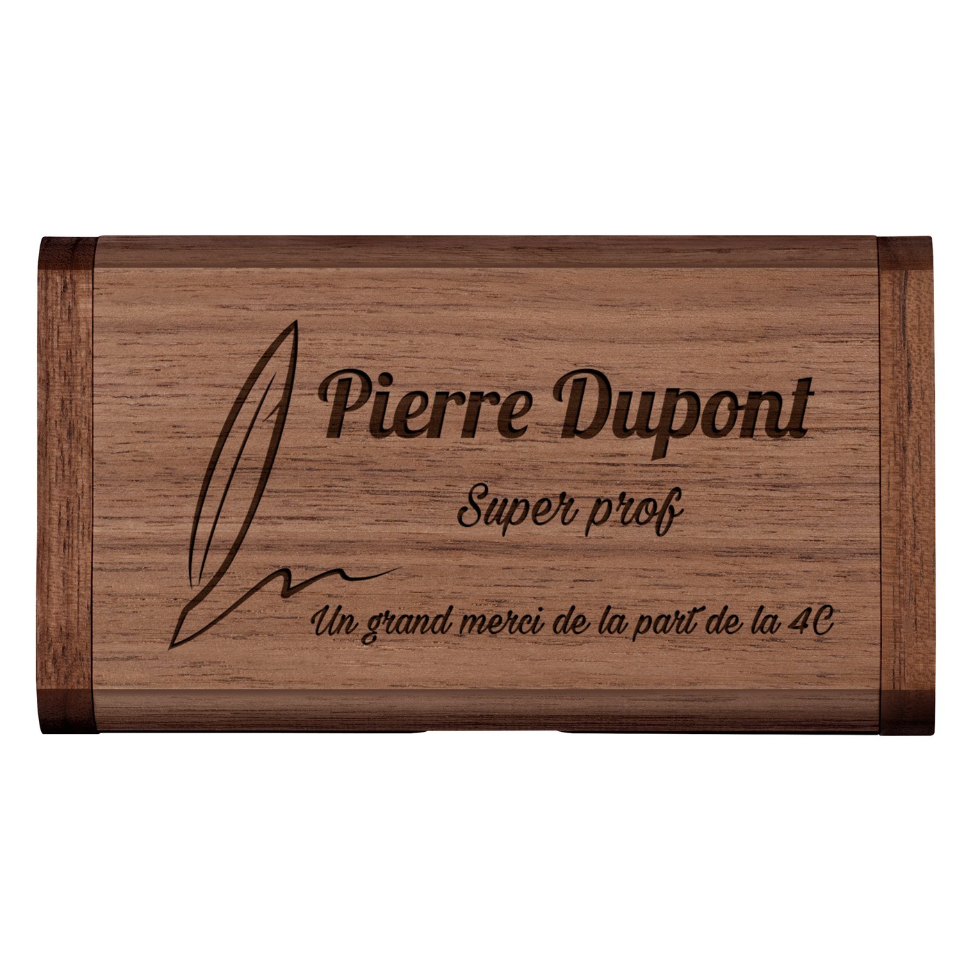 Clé USB en bois personnalisée 64 Go dans une boîte magnétique pour un super prof pour la fin de l'année