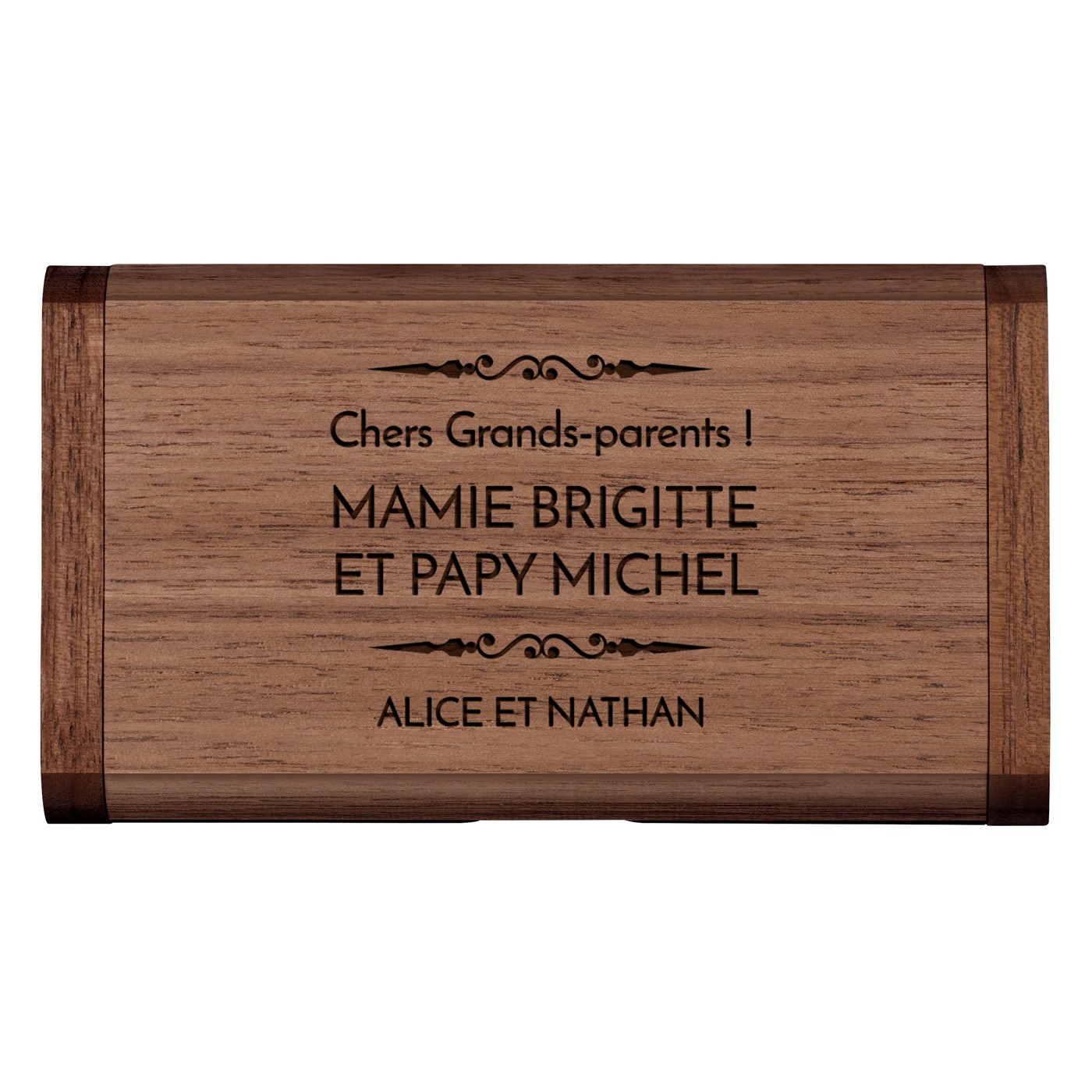 Clé USB en bois avec gravure 64 Go dans une boîte magnétique pour grands-parents pour l'anniversaire de mariage