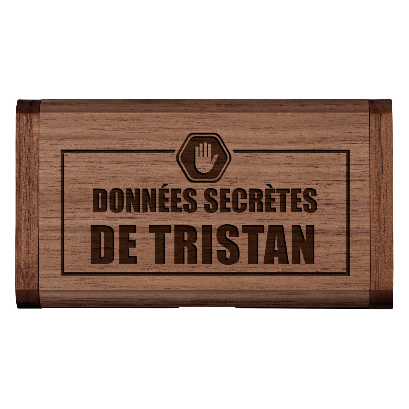 Clé USB en bois avec gravure 64 Go dans une boîte magnétique pour un informaticien