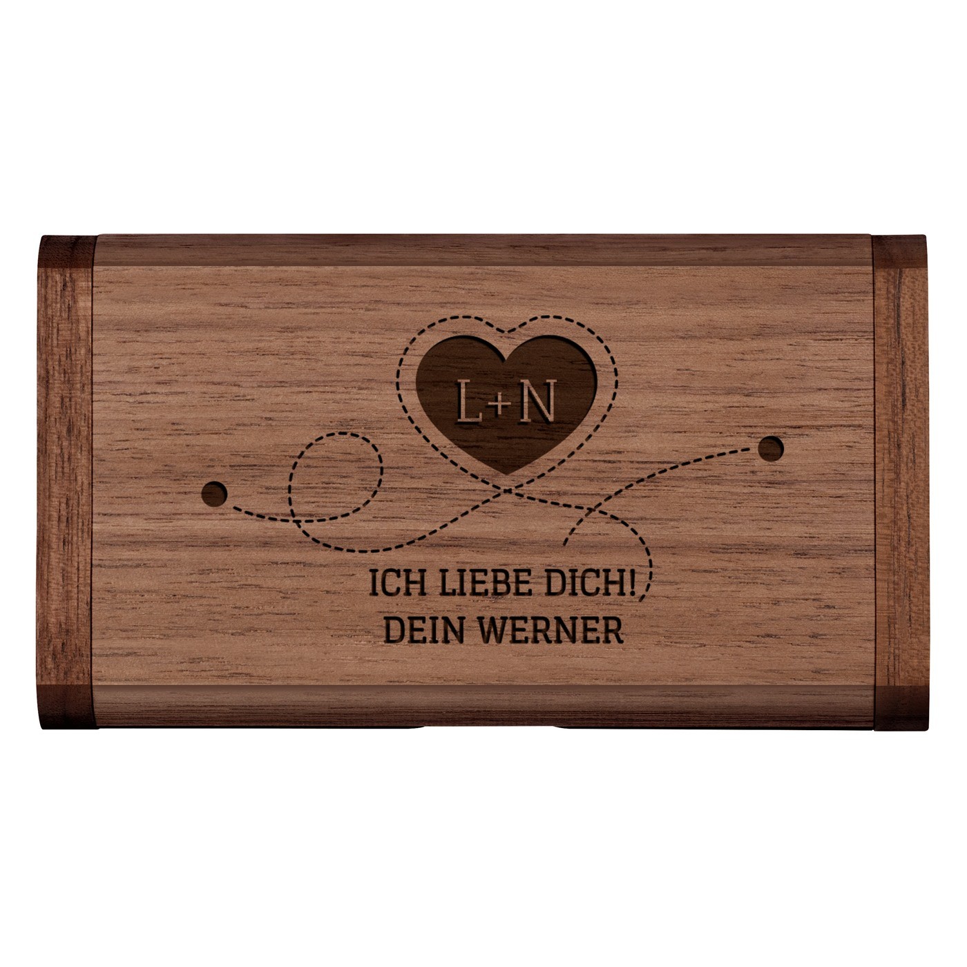 Clé USB en bois personnalisée 64 Go dans une boîte magnétique pour une femme pour l'anniversaire de mariage