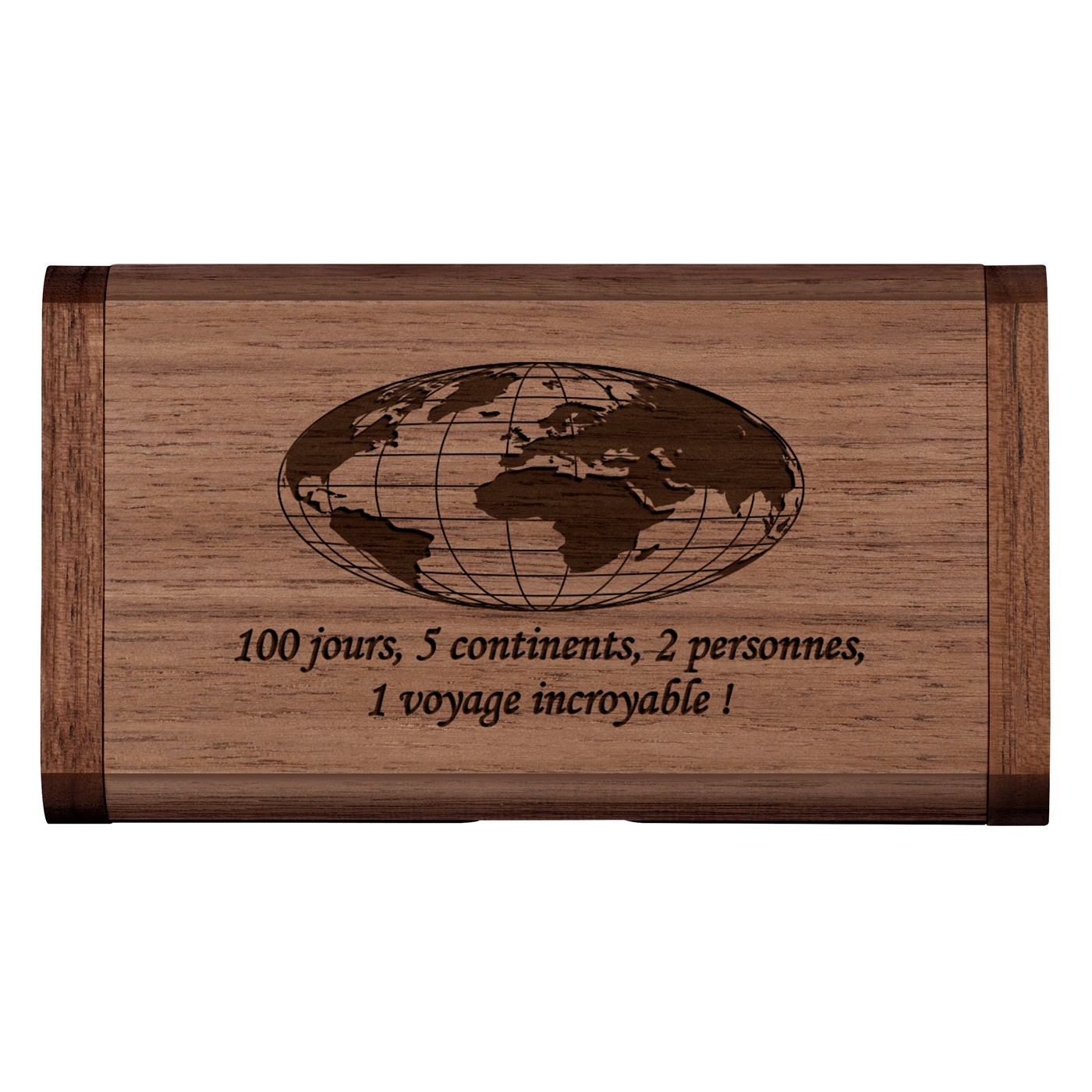 Clé USB en bois personnalisée 64 Go dans une boîte magnétique pour un ami passionné de voyage pour la Saint-Valentin
