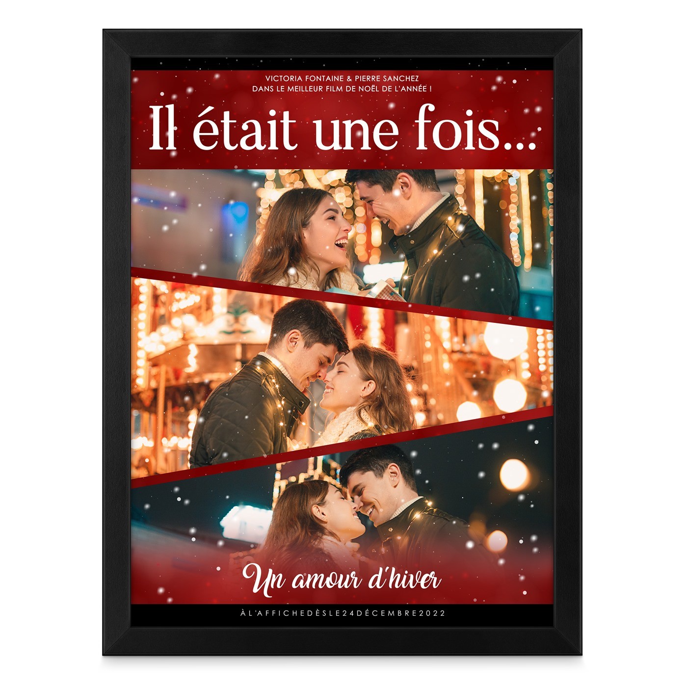 Poster encadré personnalisé avec votre photo pour couple pour Noël 