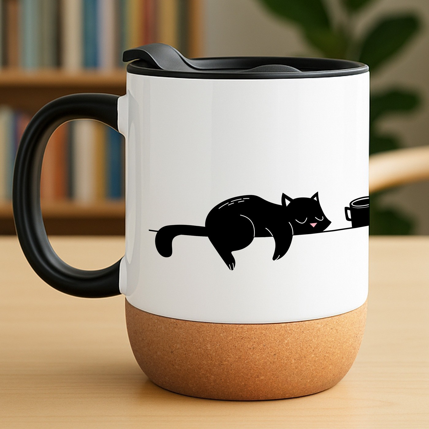 Mug blanc avec impression et couvercle pour elle femme à chats