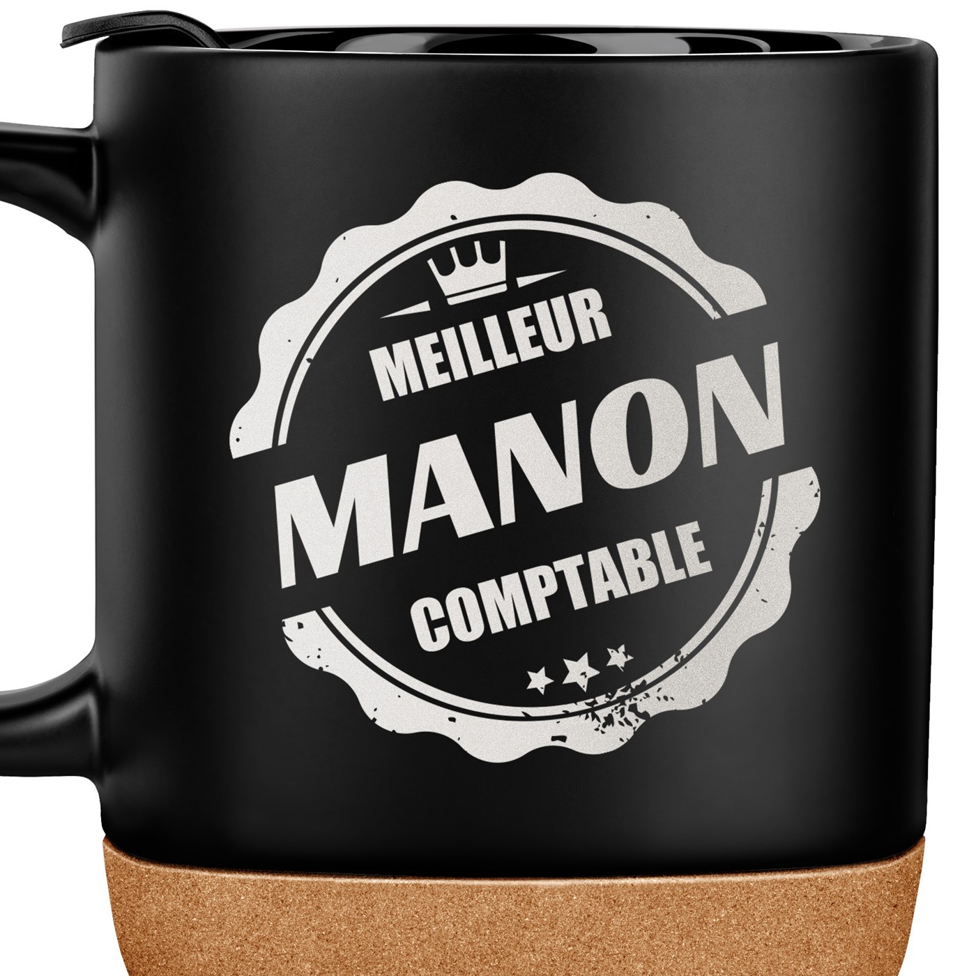 Mug noir avec impression et couvercle pour femme comptable anniversaire