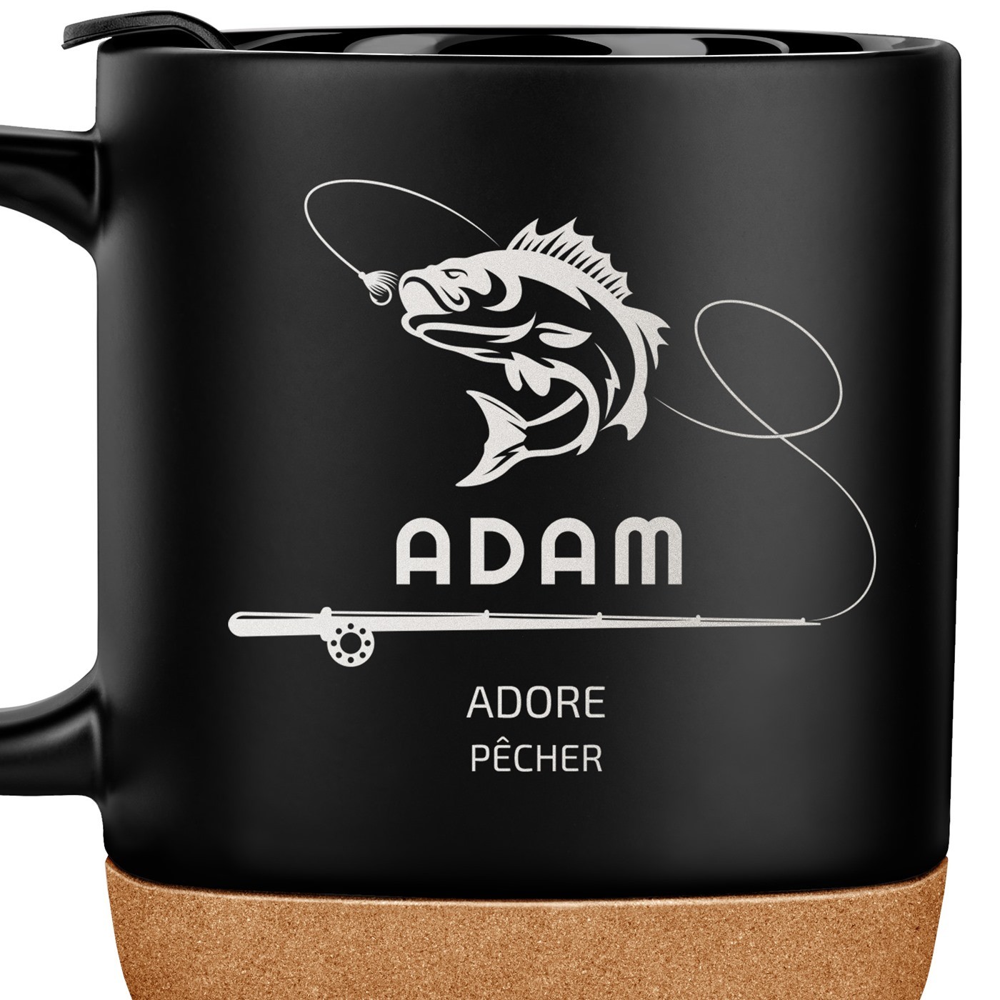 Mug noir avec impression et couvercle pour homme pecheur anniversaire