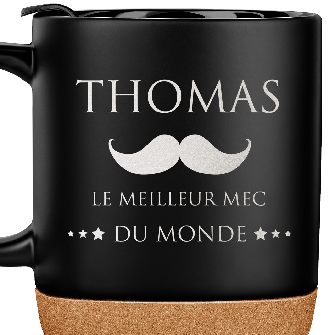 Mug noir avec impression et couvercle pour meilleur copain anniversaire