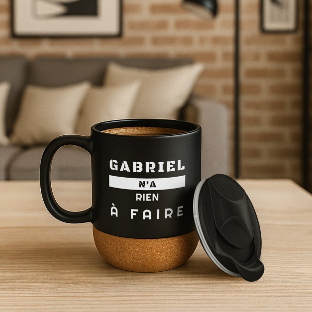 Mug noir avec impression et couvercle pour retraité ingénieur anniversaire