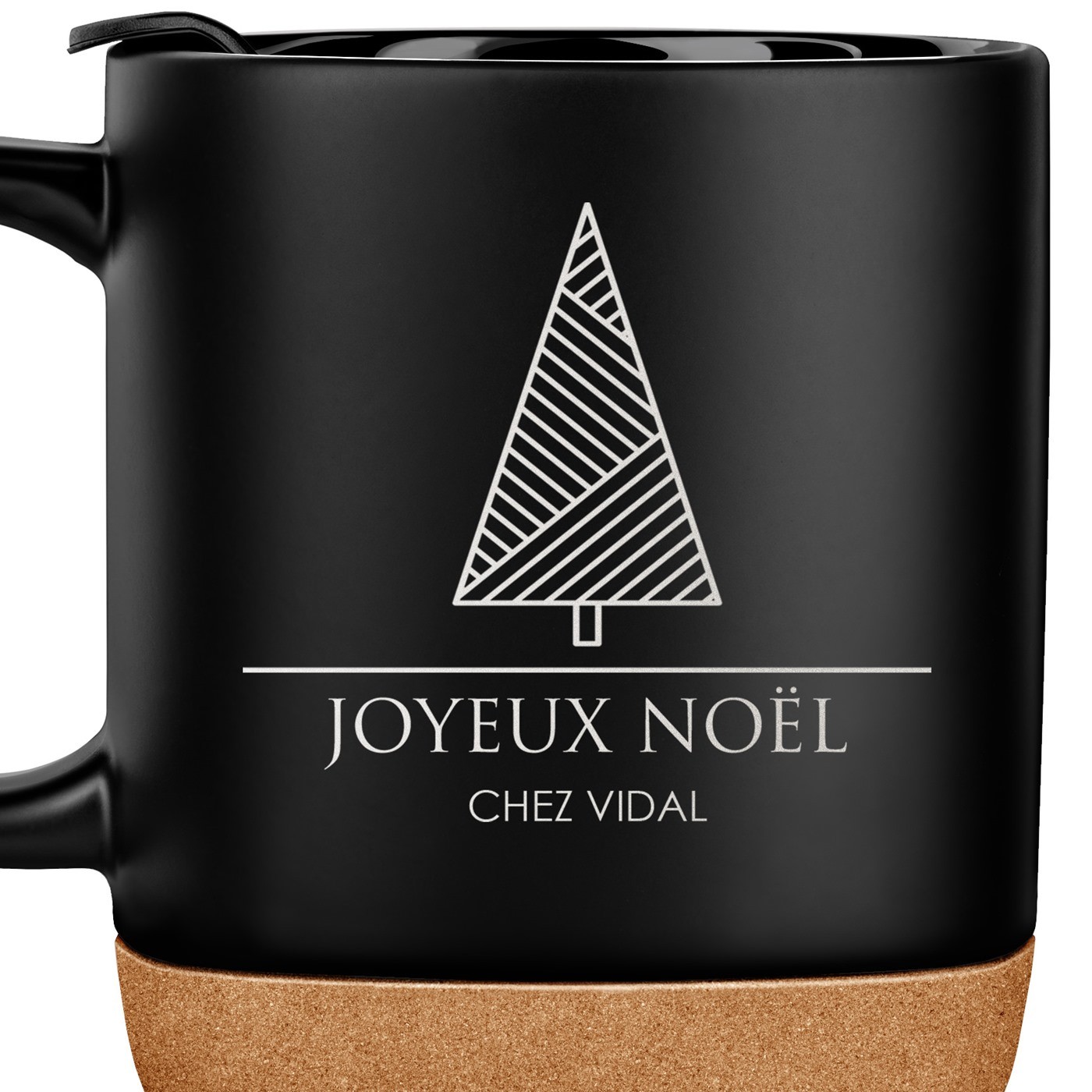 Mug noir avec impression et couvercle pour parents noel