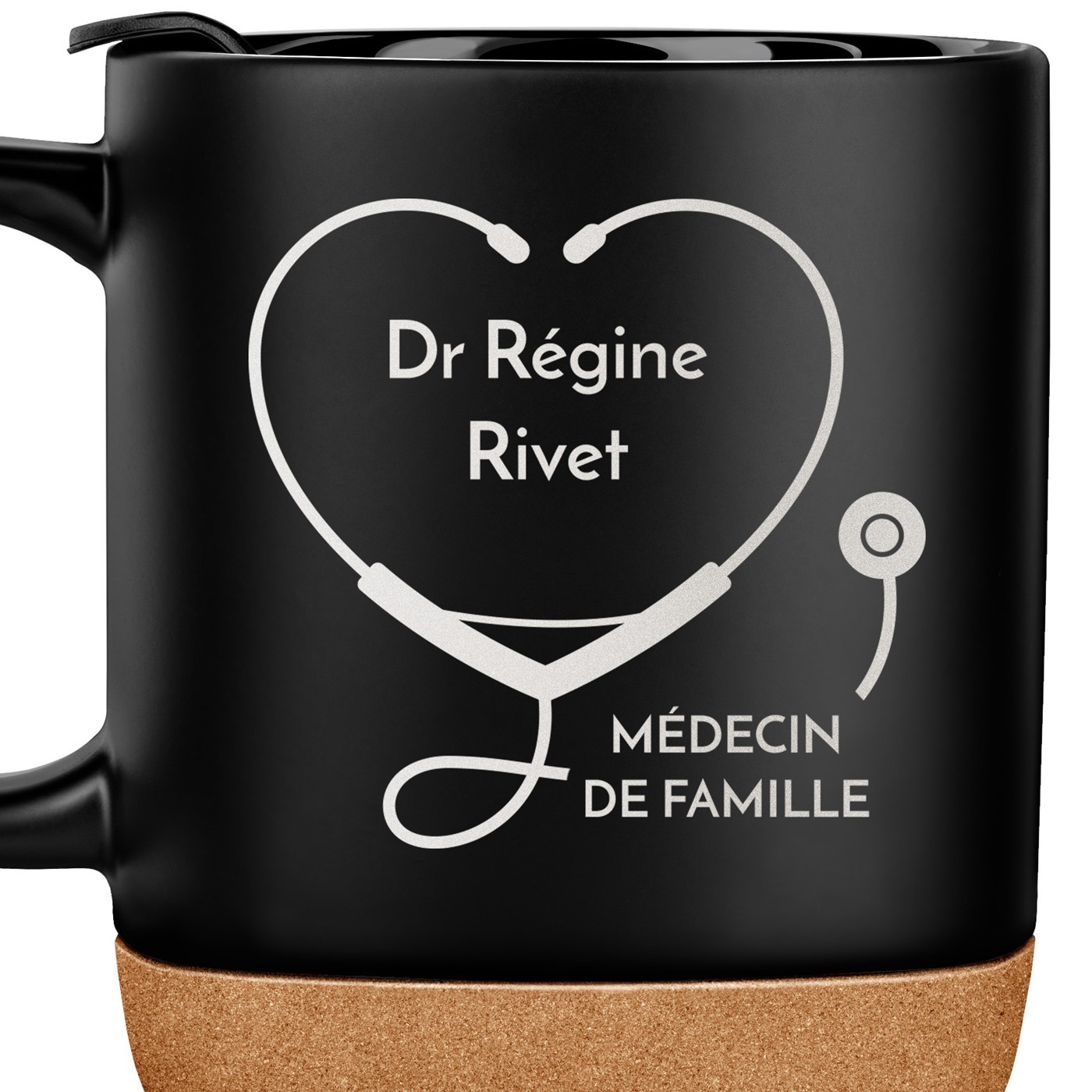 Mug noir avec impression et couvercle pour lui medecin docteur