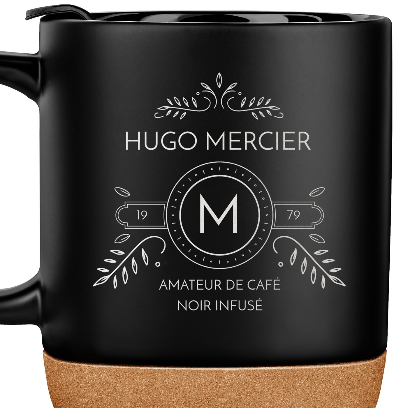 Mug noir avec impression et couvercle pour homme amateur café anniversaire
