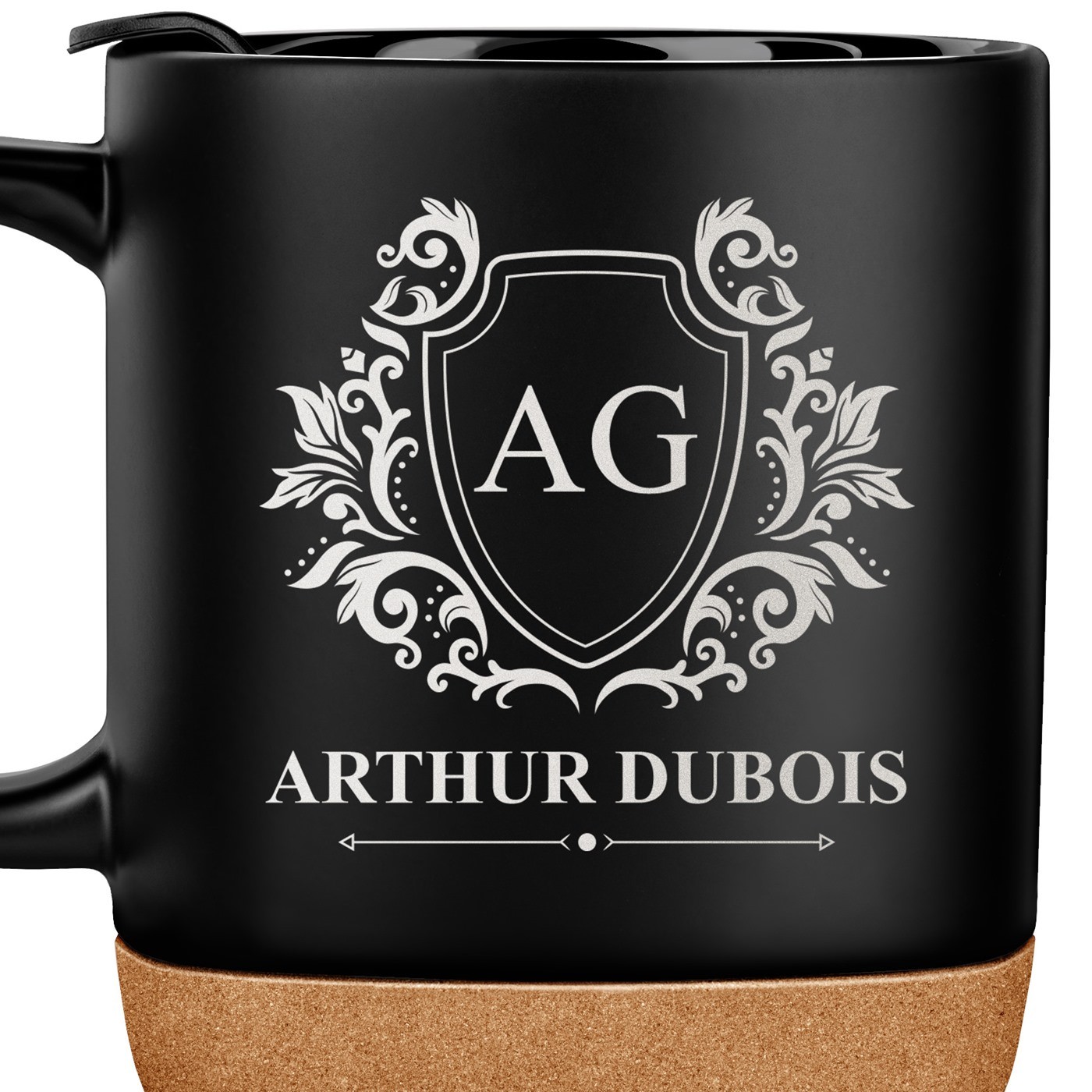 Mug noir avec impression et couvercle pour lui gentleman anniversaire
