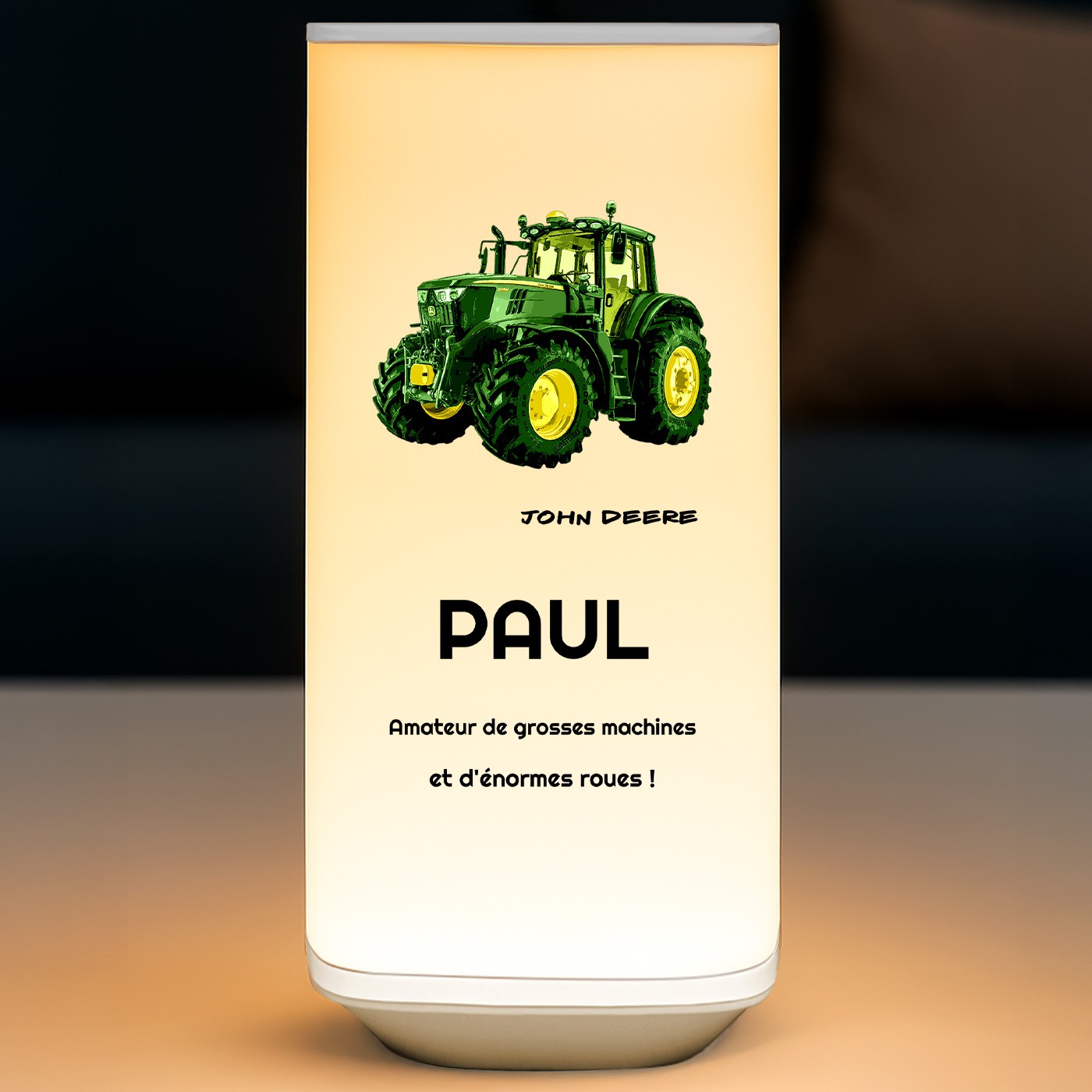 Veilleuse LED avec impression pour un garçon fan des tracteurs