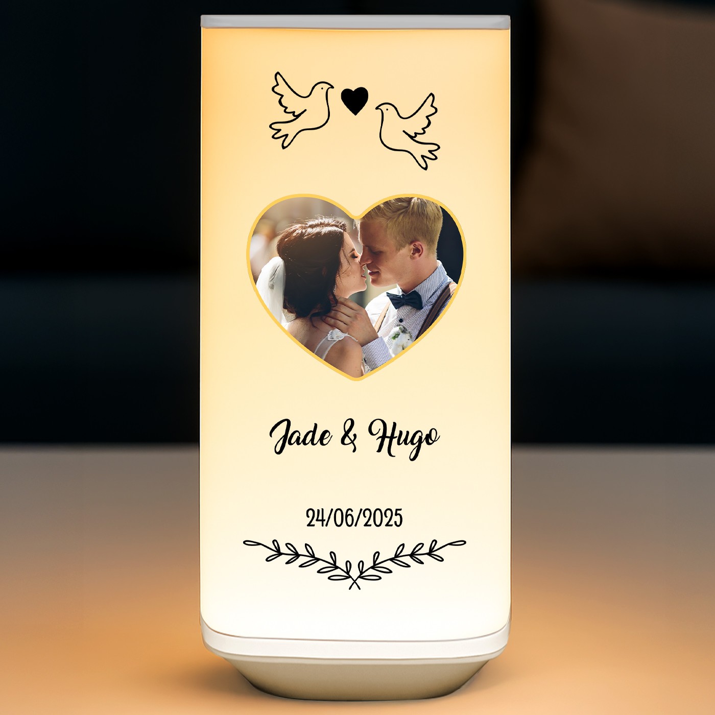 Veilleuse LED avec impression et votre photo pour le mariage des amis