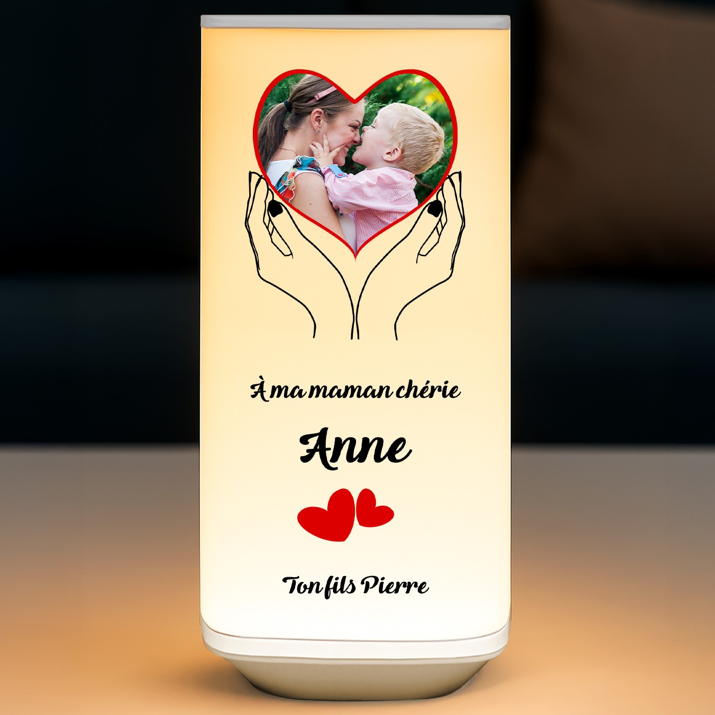 Veilleuse LED avec impression et votre photo pour maman pour la fête des mères