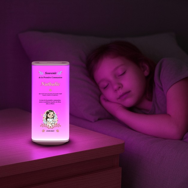Veilleuse LED avec impression pour la première communion d'une petite fille